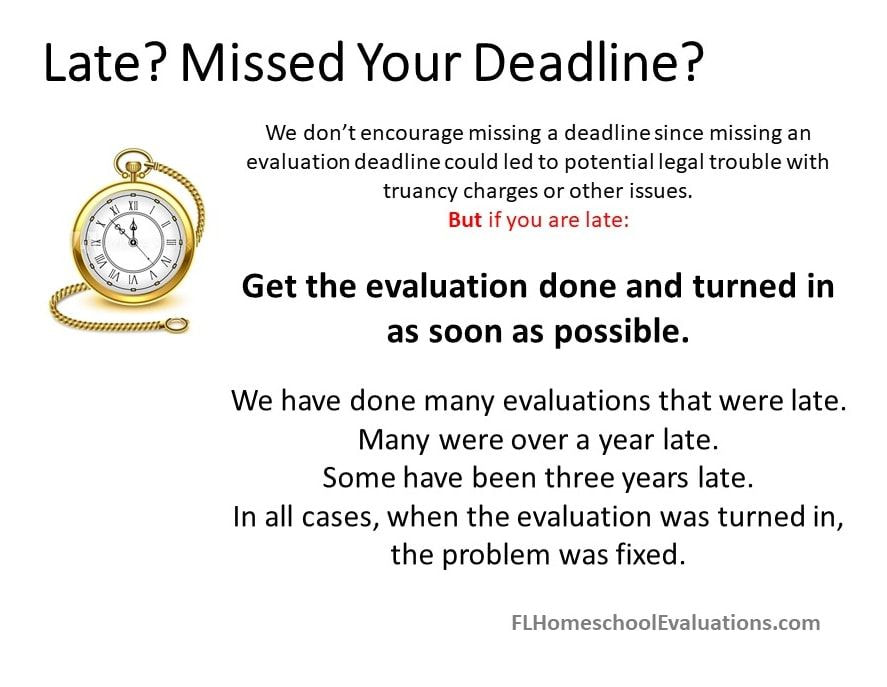 clock and note about getting an evaluation done if late to fix the issue
